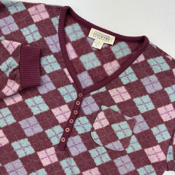 Vintage Victoria’s Secret Country Argyle Nightgown Long Henley Dress Medium Y2K - Picture 1 of 10